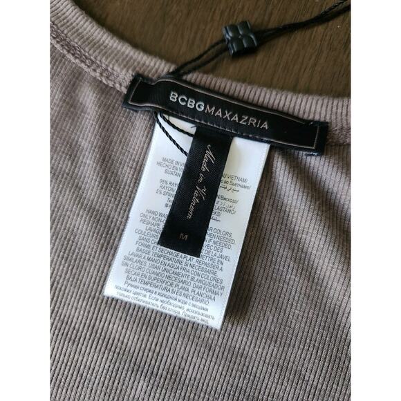 Nwot Bcbgmaxazria Women's Taupe Ribbed Tank Maxi Dress With Side Slit Medium - Picture 4 of 7